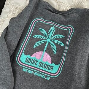 Quiet storm neon palm tree crew neck sweatshirt